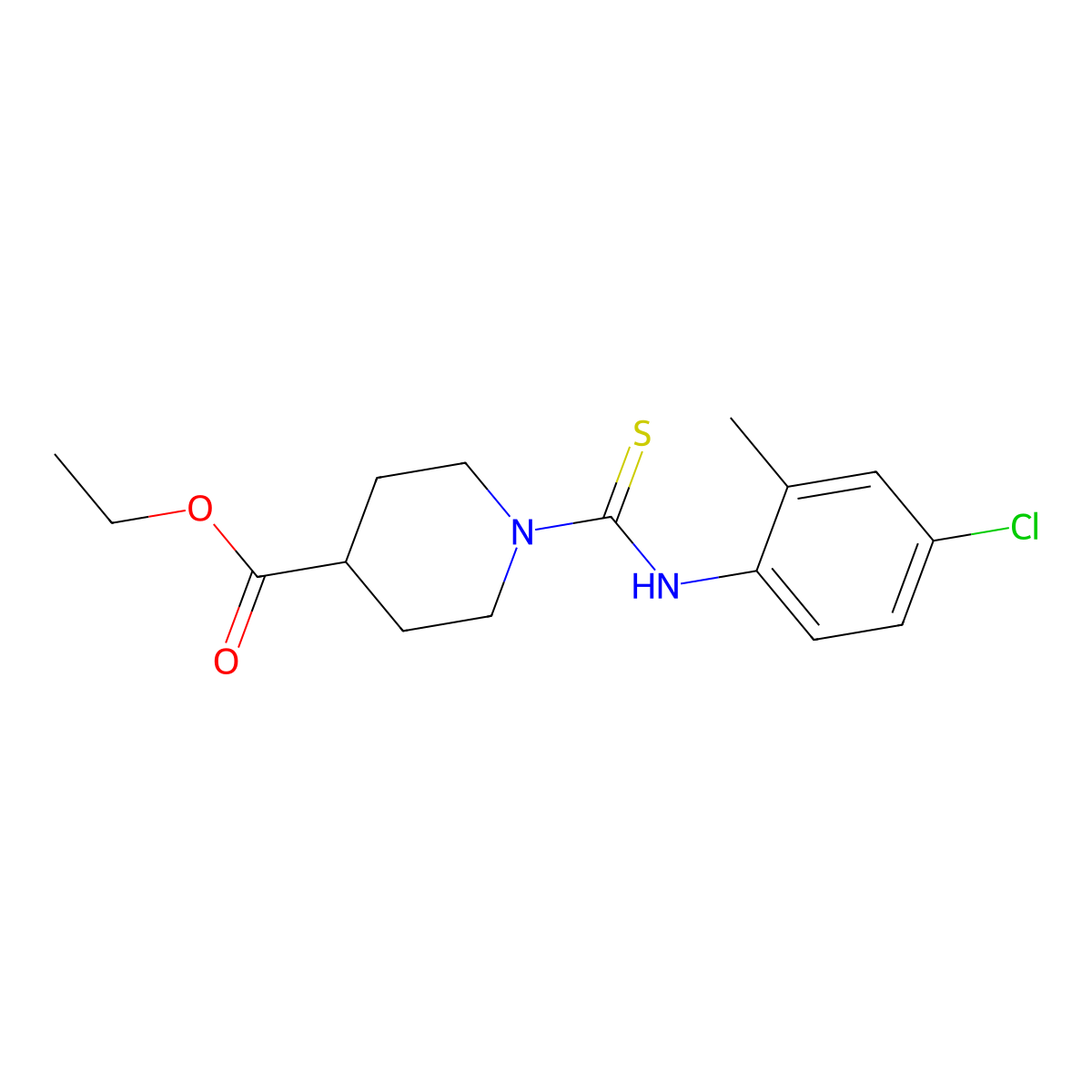 Ethyl 1-[(4-chloro-2-methylphenyl)carbamothioyl]piperidine-4-carboxylate molecular structure, CAS 301177-24-2