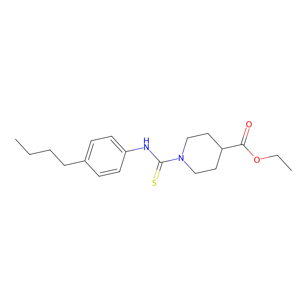 Ethyl 1-[(4-butylphenyl)carbamothioyl]piperidine-4-carboxylate molecular structure, CAS 301177-26-4