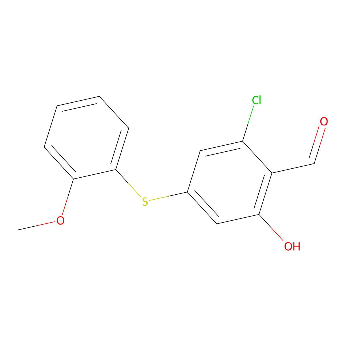 2-Chloro-6-hydroxy-4-(2-methoxyphenylthio)benzaldehyde molecular structure, CAS 301179-85-1