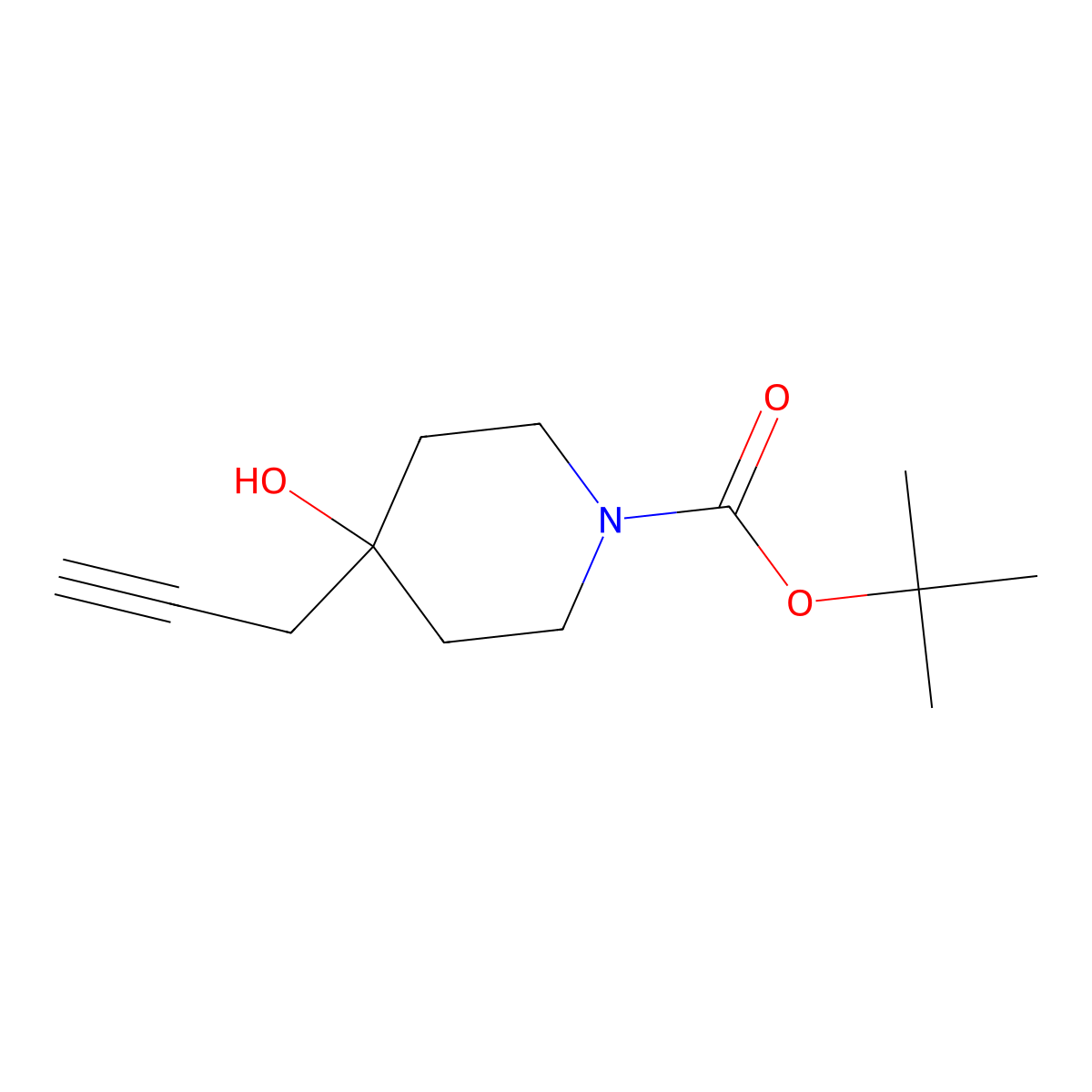Tert-butyl 4-hydroxy-4-(prop-2-yn-1-yl)piperidine-1-carboxylate molecular structure, CAS 301184-50-9