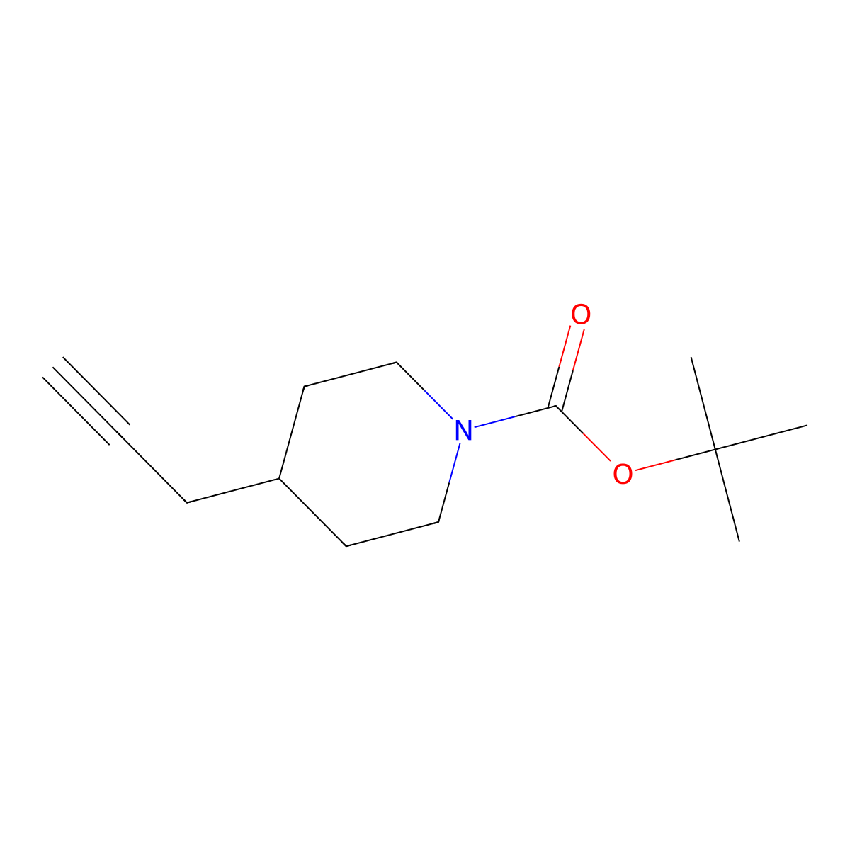 Tert-butyl 4-(prop-2-yn-1-yl)piperidine-1-carboxylate molecular structure, CAS 301185-41-1