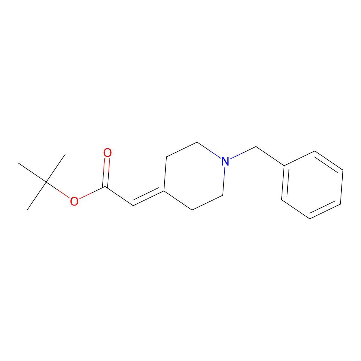 Tert-butyl 2-(1-benzylpiperidin-4-ylidene)acetate molecular structure, CAS 301186-15-2