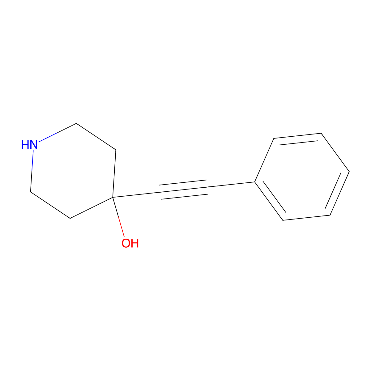 4-(Phenylethynyl)piperidin-4-ol molecular structure, CAS 301186-21-0