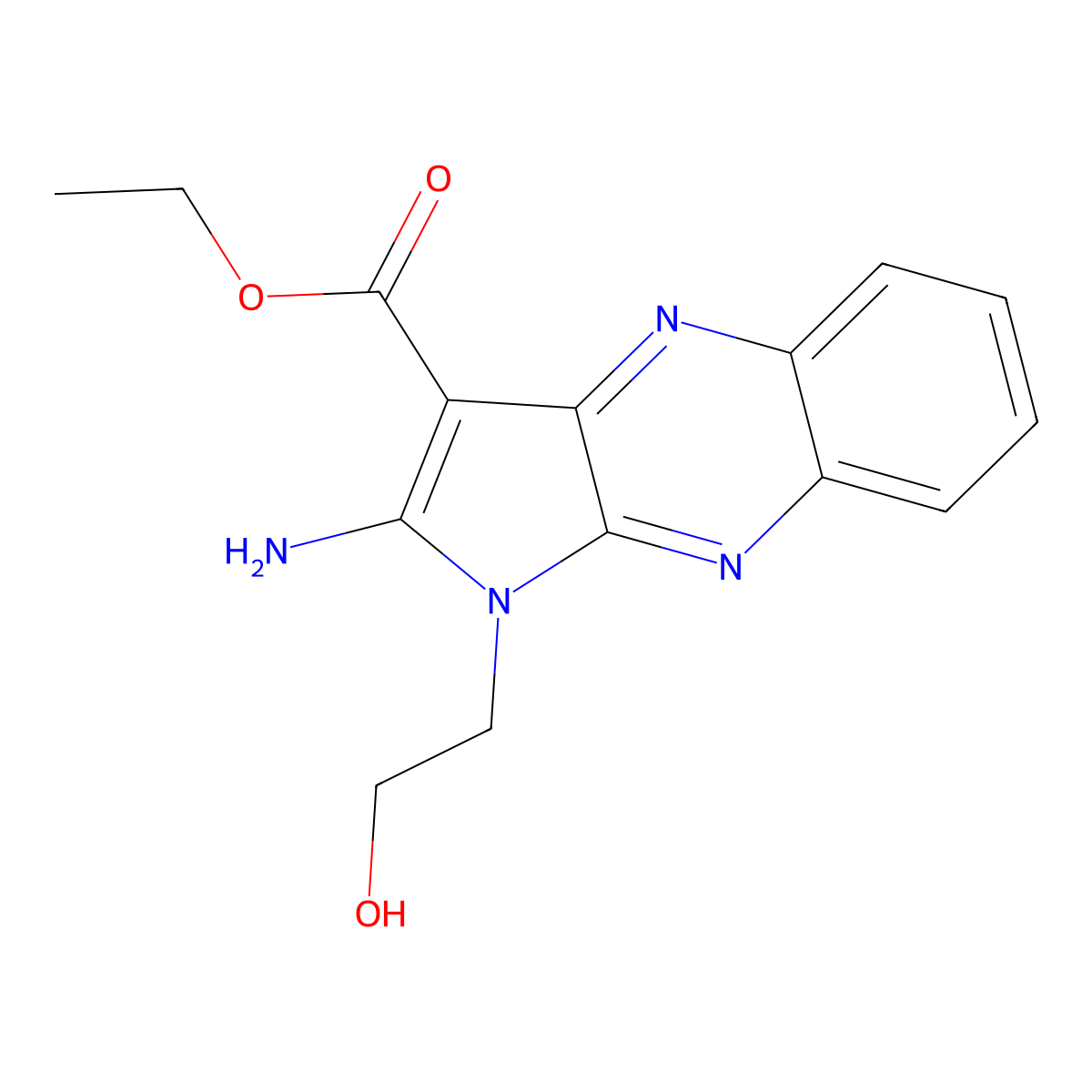 ethyl 2-amino-1-(2-hydroxyethyl)-1H-pyrrolo[2,3-b]quinoxaline-3-carboxylate molecular structure, CAS 30119-32-5