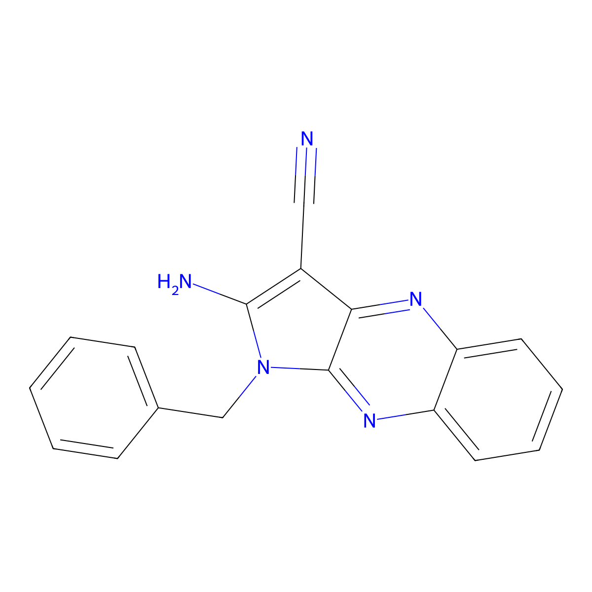 2-amino-1-benzyl-1H-pyrrolo[2,3-b]quinoxaline-3-carbonitrile molecular structure, CAS 30119-37-0