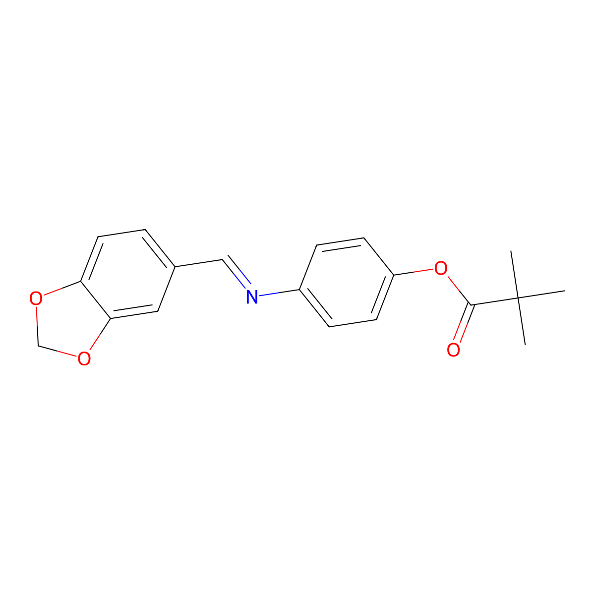 4-[(1,3-Benzodioxol-5-ylmethylene)amino]phenyl pivalate molecular structure, CAS 301193-47-5