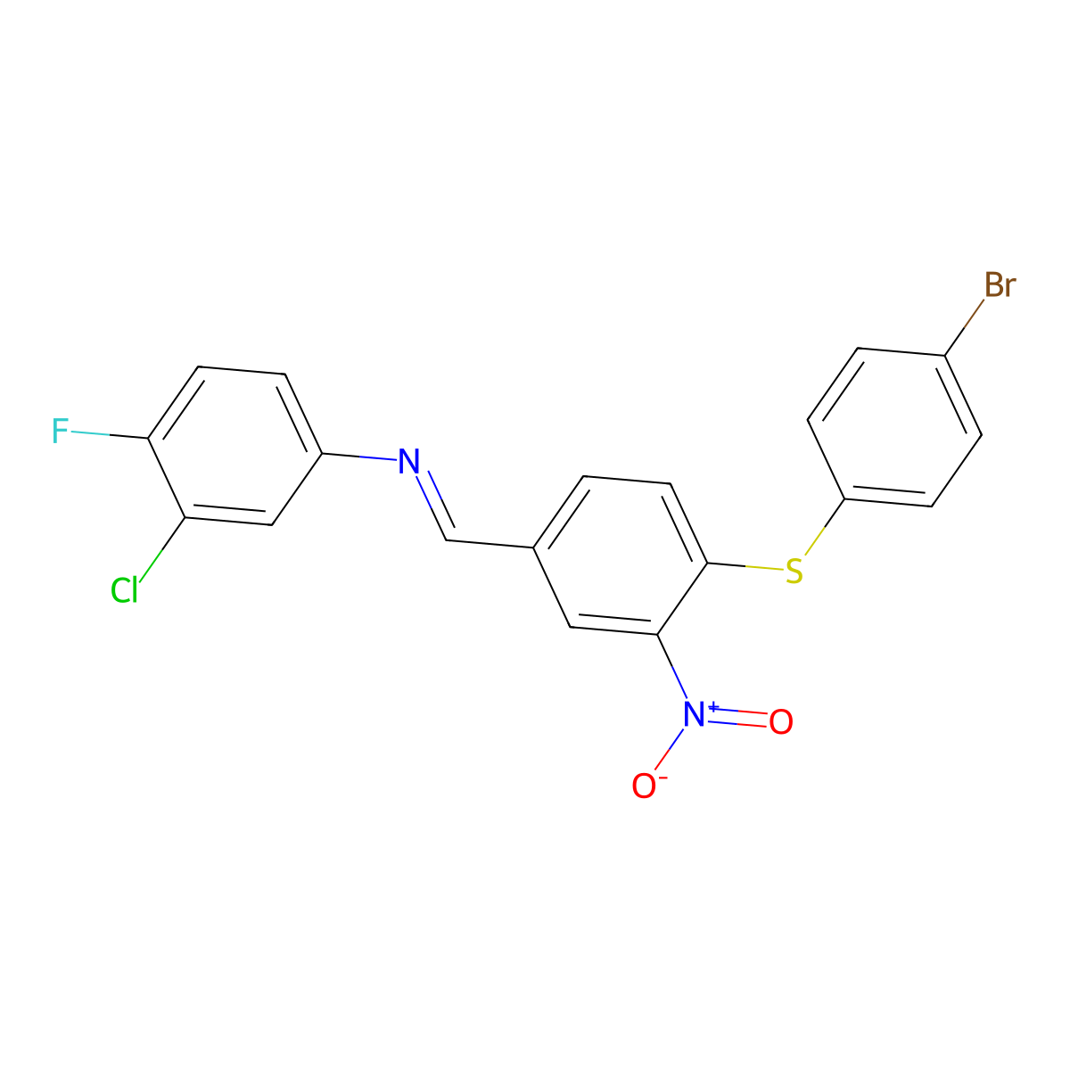 N-((4-((4-Bromophenyl)sulfanyl)-3-nitrophenyl)methylene)-3-chloro-4-fluoroaniline molecular structure, CAS 301193-50-0