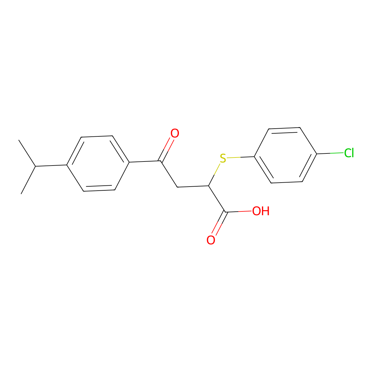 2-[(4-Chlorophenyl)sulfanyl]-4-(4-isopropylphenyl)-4-oxobutanoic acid molecular structure, CAS 301193-52-2