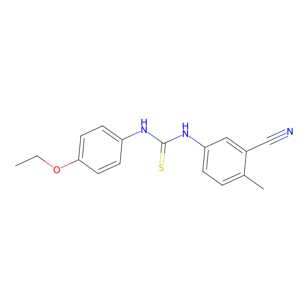 N-(3-cyano-4-methylphenyl)-N'-(4-ethoxyphenyl)thiourea molecular structure, CAS 301193-68-0