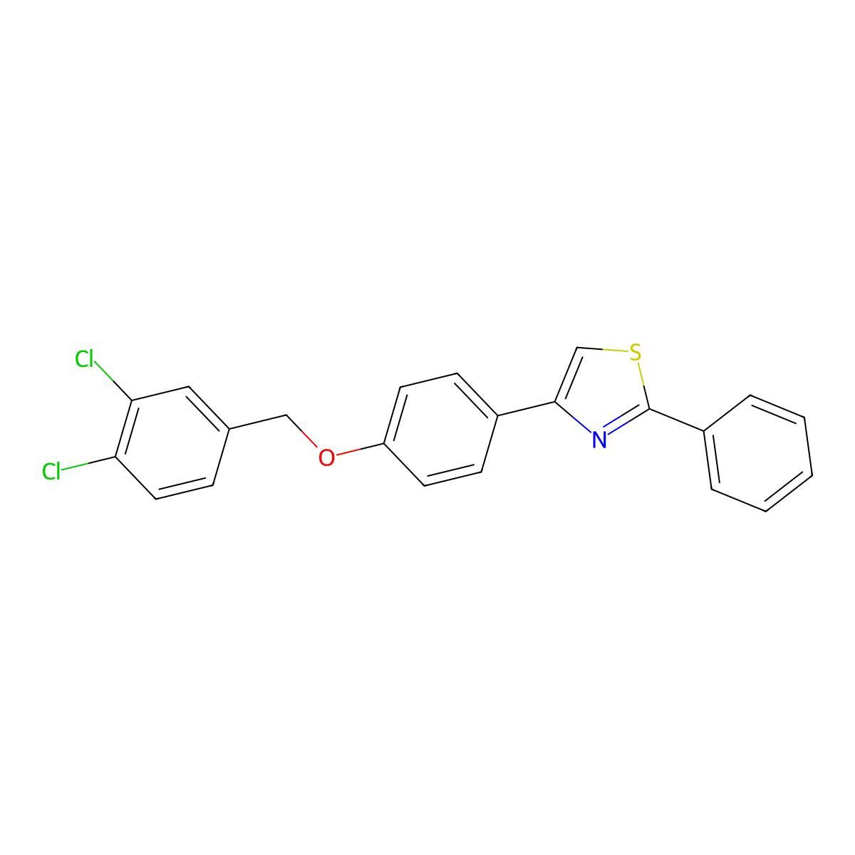 3,4-Dichlorobenzyl 4-(2-phenyl-1,3-thiazol-4-yl)phenyl ether molecular structure, CAS 301193-73-7