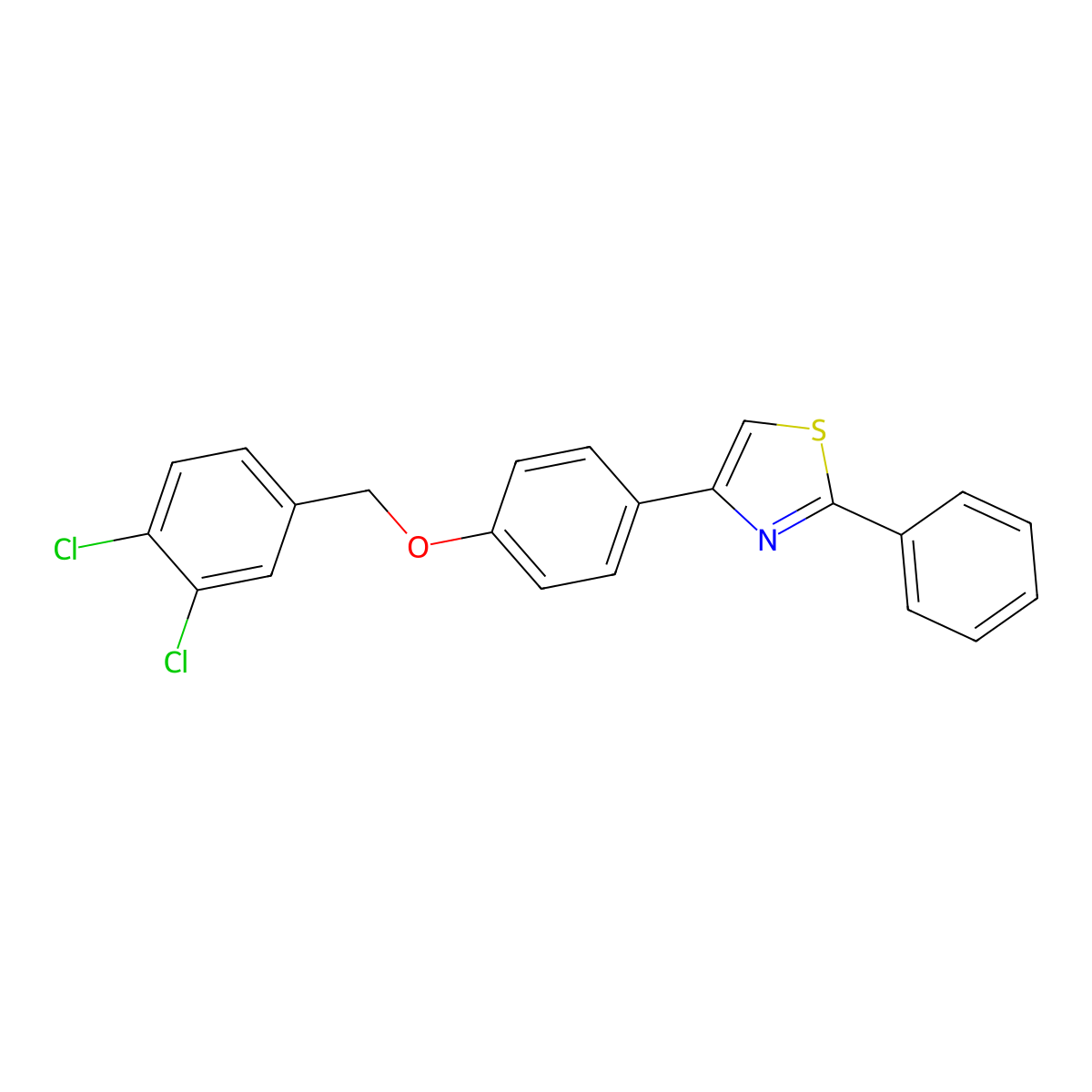 3,4-Dichlorobenzyl 4-(2-phenyl-1,3-thiazol-4-yl)phenyl ether molecular structure, CAS 301193-73-7