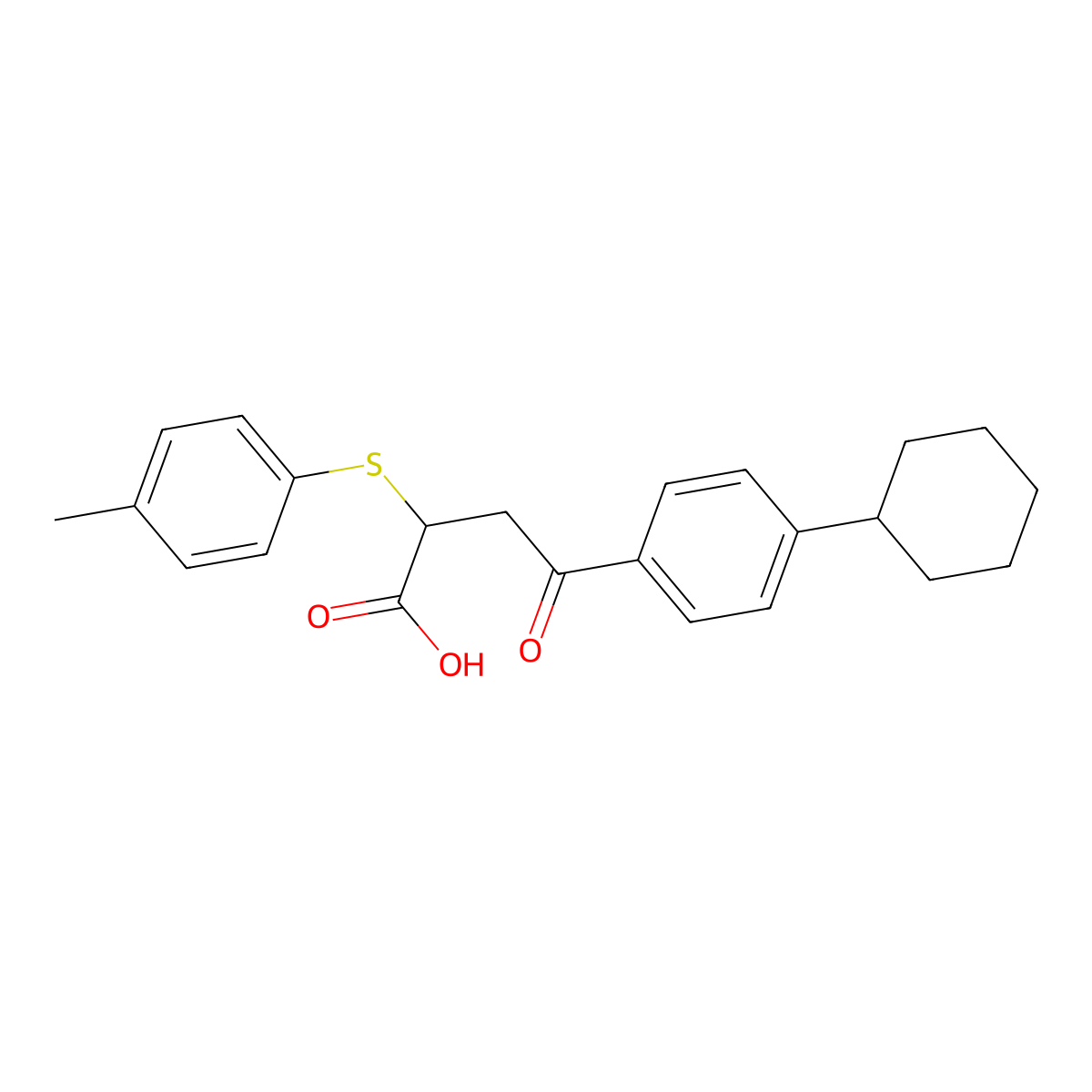 4-(4-Cyclohexylphenyl)-2-[(4-methylphenyl)sulfanyl]-4-oxobutanoic acid molecular structure, CAS 301193-74-8