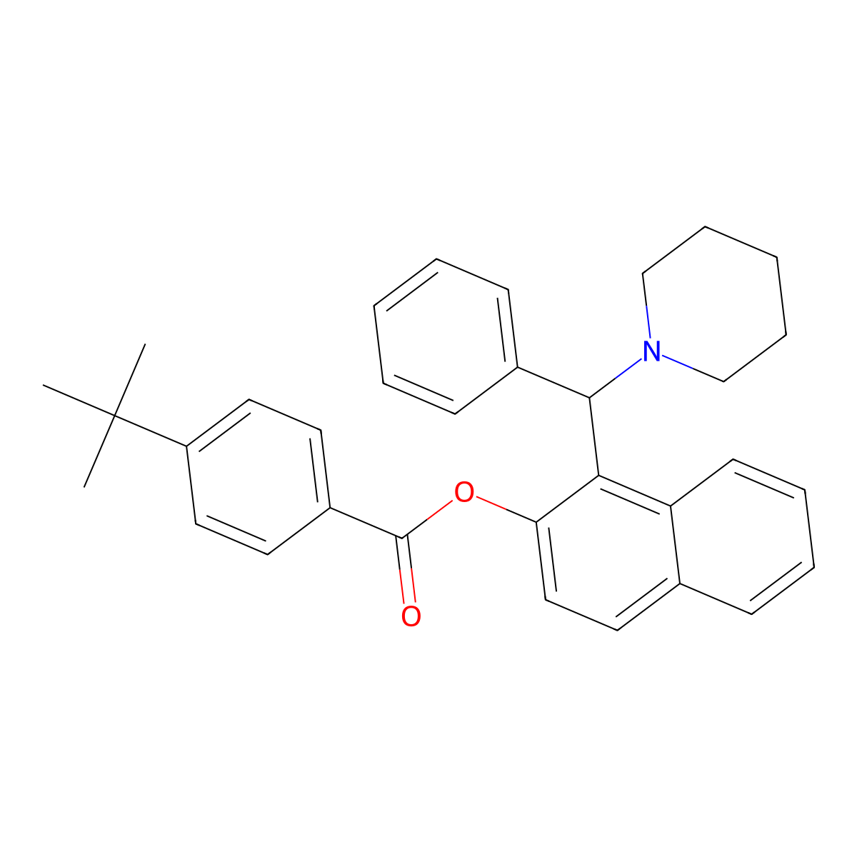 1-(Phenyl(piperidino)methyl)-2-naphthyl 4-(tert-butyl)benzenecarboxylate molecular structure, CAS 301193-80-6