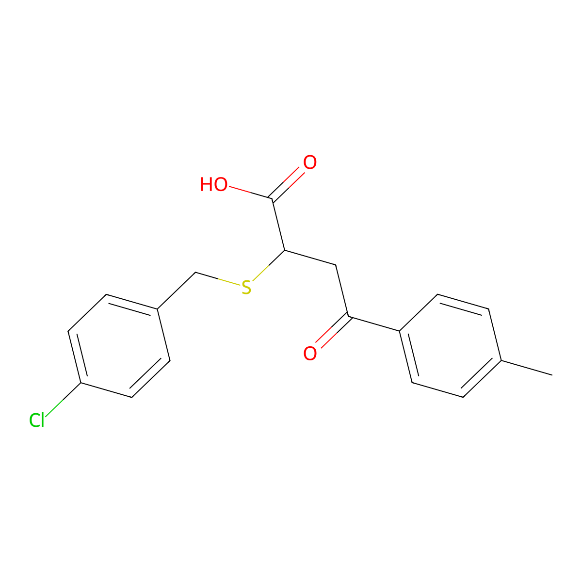 2-[(4-Chlorobenzyl)sulfanyl]-4-(4-methylphenyl)-4-oxobutanoic acid molecular structure, CAS 301193-81-7