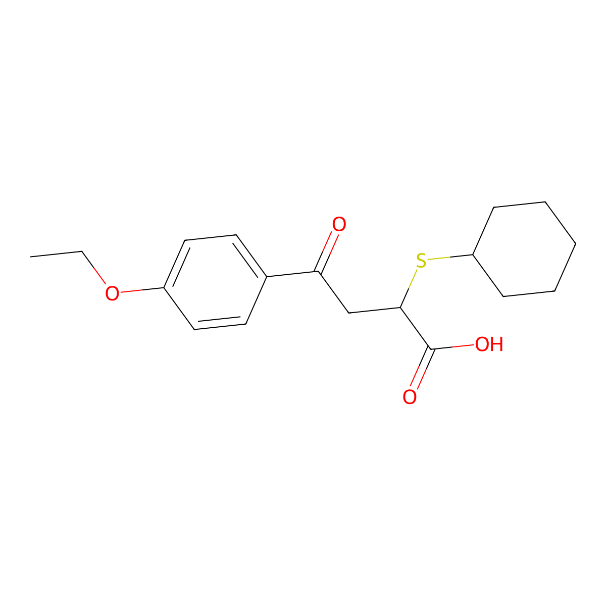 2-(Cyclohexylsulfanyl)-4-(4-ethoxyphenyl)-4-oxobutanoic acid molecular structure, CAS 301193-83-9