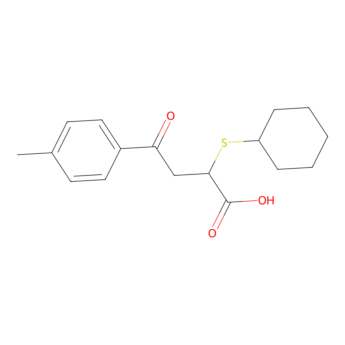 2-(Cyclohexylsulfanyl)-4-(4-methylphenyl)-4-oxobutanoic acid molecular structure, CAS 301193-84-0