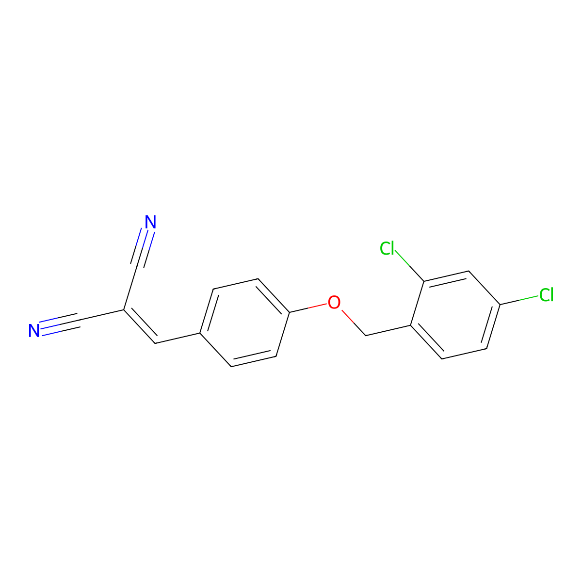2-({4-[(2,4-Dichlorophenyl)methoxy]phenyl}methylidene)propanedinitrile molecular structure, CAS 301193-90-8