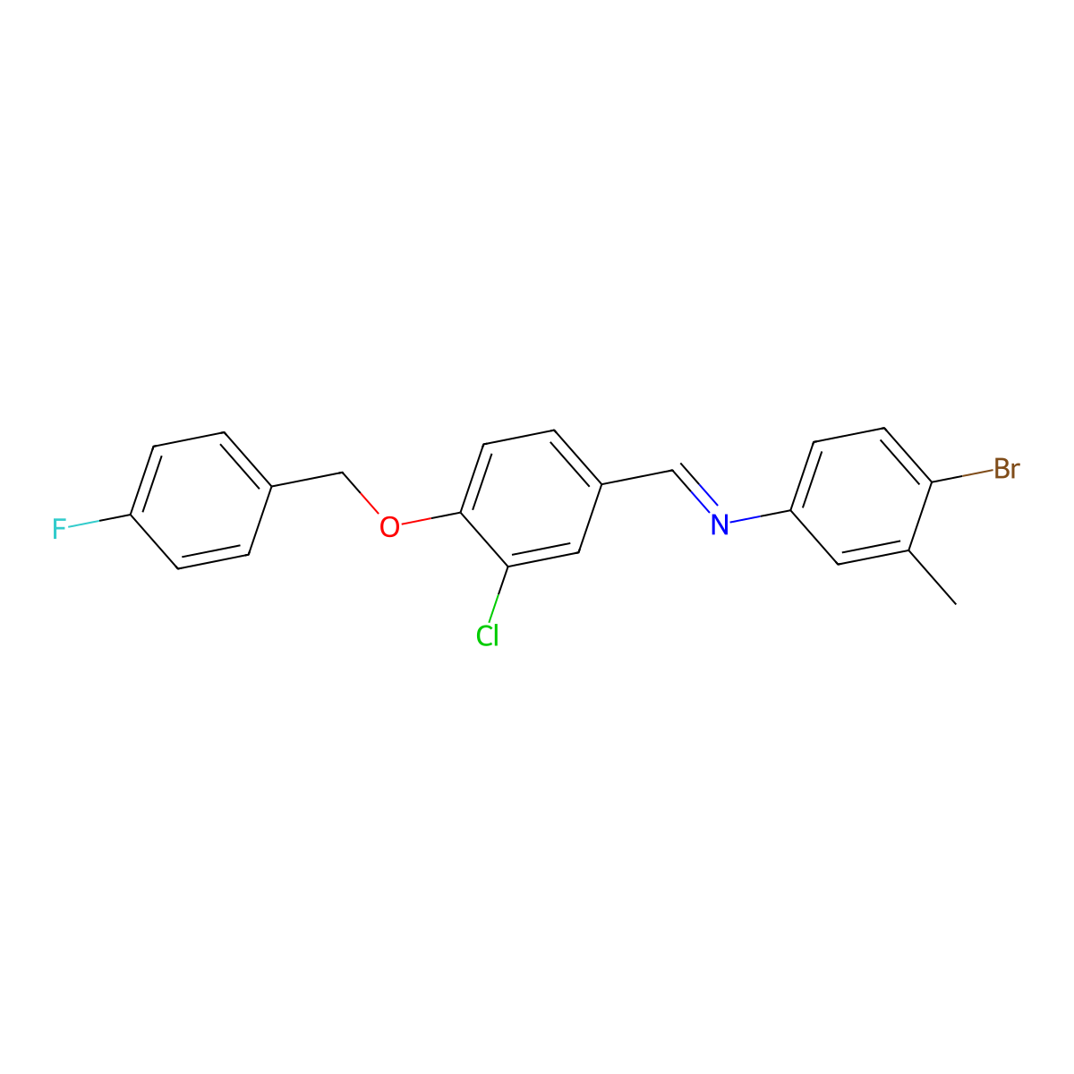 4-bromo-N-((E)-{3-chloro-4-[(4-fluorobenzyl)oxy]phenyl}methylidene)-3-methylaniline molecular structure, CAS 301194-04-7