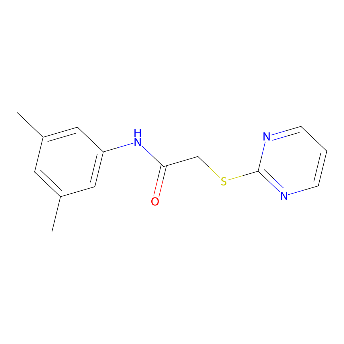 N-(3,5-dimethylphenyl)-2-(2-pyrimidinylsulfanyl)acetamide molecular structure, CAS 301194-05-8
