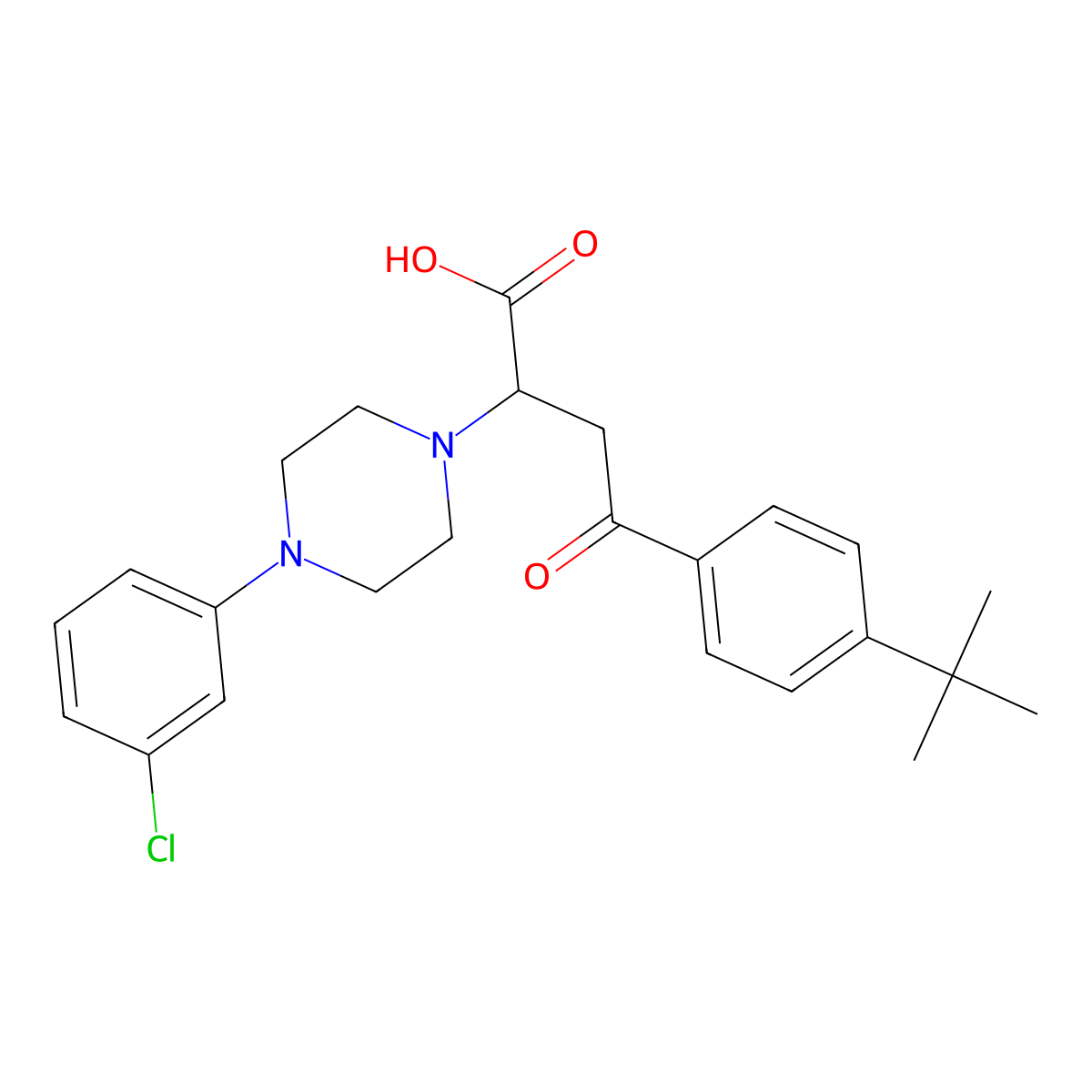 4-(4-Tert-butylphenyl)-2-[4-(3-chlorophenyl)piperazin-1-yl]-4-oxobutanoic acid molecular structure, CAS 301194-14-9