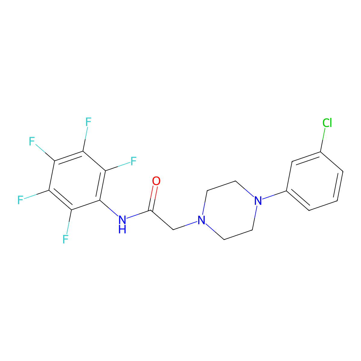 2-[4-(3-chlorophenyl)piperazin-1-yl]-N-(2,3,4,5,6-pentafluorophenyl)acetamide molecular structure, CAS 301194-18-3