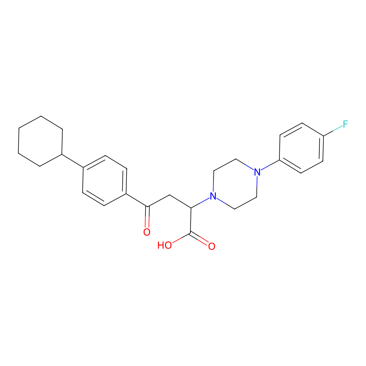 4-(4-Cyclohexylphenyl)-2-[4-(4-fluorophenyl)piperazin-1-yl]-4-oxobutanoic acid molecular structure, CAS 301194-22-9
