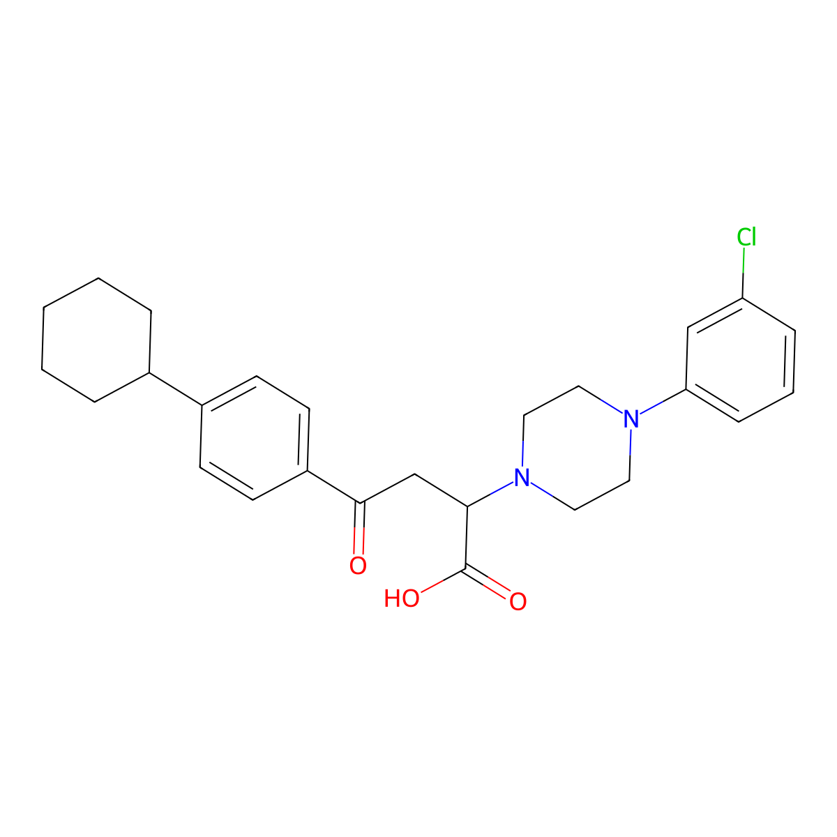 2-[4-(3-Chlorophenyl)piperazin-1-yl]-4-(4-cyclohexylphenyl)-4-oxobutanoic acid molecular structure, CAS 301194-24-1