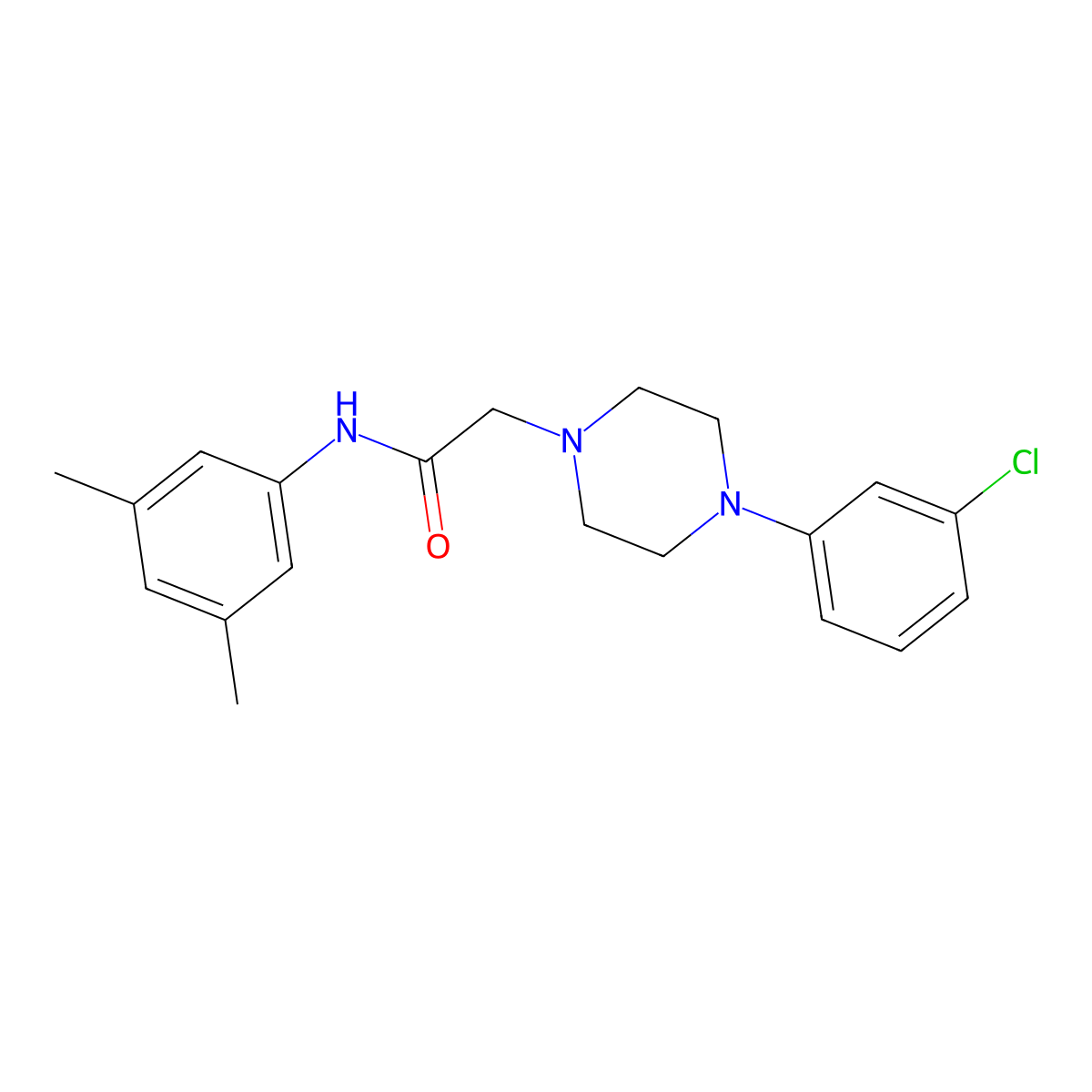 2-[4-(3-chlorophenyl)piperazin-1-yl]-N-(3,5-dimethylphenyl)acetamide molecular structure, CAS 301194-25-2