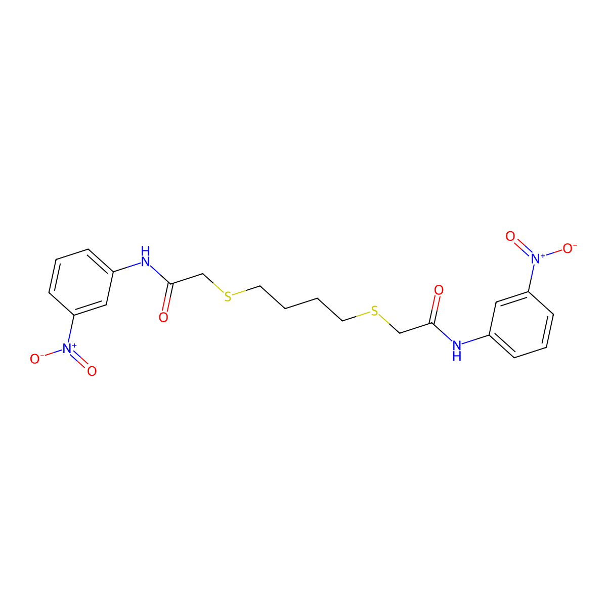 2-((4-((2-(3-Nitroanilino)-2-oxoethyl)sulfanyl)butyl)sulfanyl)-N-(3-nitrophenyl)acetamide molecular structure, CAS 301194-27-4