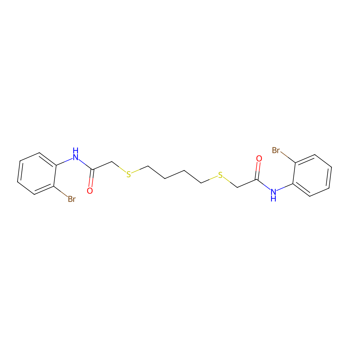 2-((4-((2-(2-bromoanilino)-2-oxoethyl)sulfanyl)butyl)sulfanyl)-N-(2-bromophenyl)acetamide molecular structure, CAS 301194-28-5