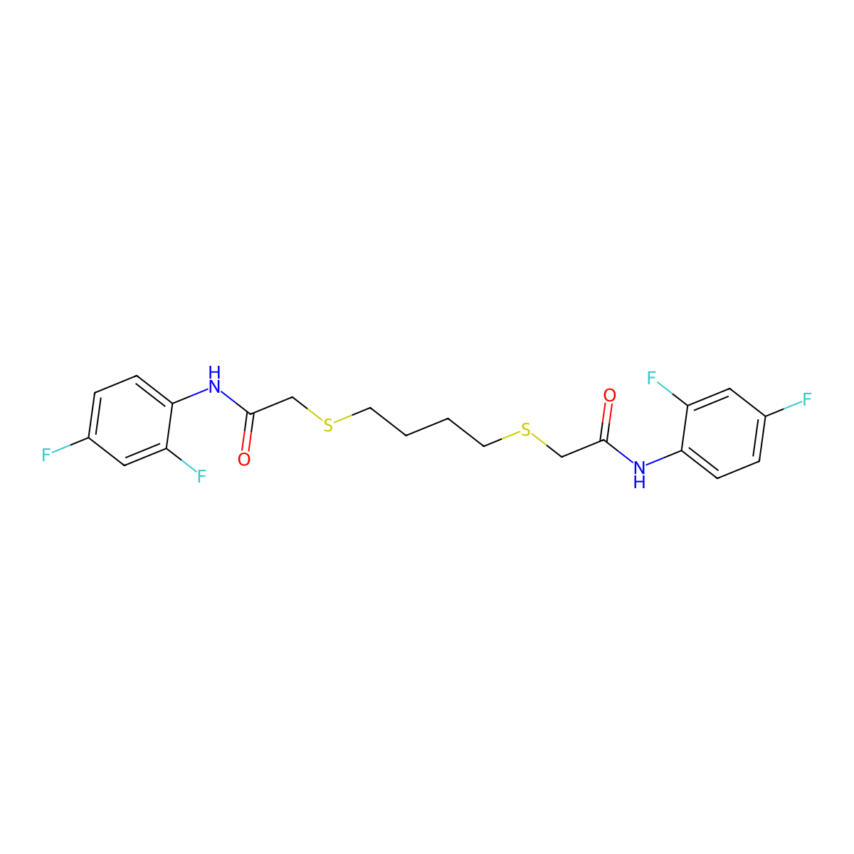 2-((4-((2-(2,4-Difluoroanilino)-2-oxoethyl)sulfanyl)butyl)sulfanyl)-N-(2,4-difluorophenyl)acetamide molecular structure, CAS 301194-29-6