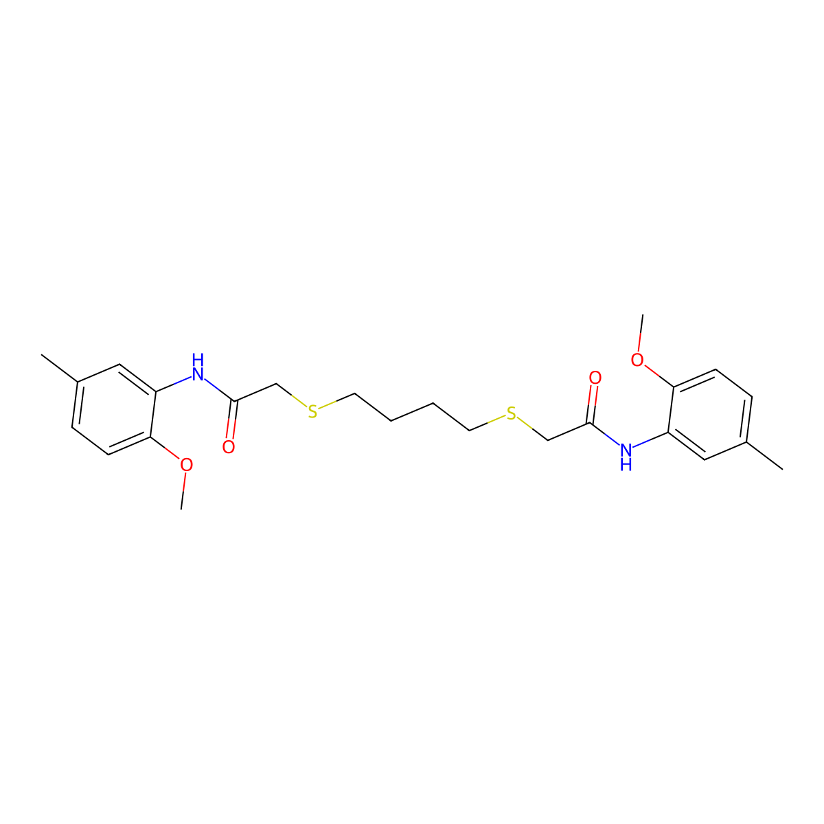 2-((4-((2-(2-Methoxy-5-methylanilino)-2-oxoethyl)sulfanyl)butyl)sulfanyl)-N-(2-methoxy-5-methylphenyl)acetamide molecular structure, CAS 301194-33-2