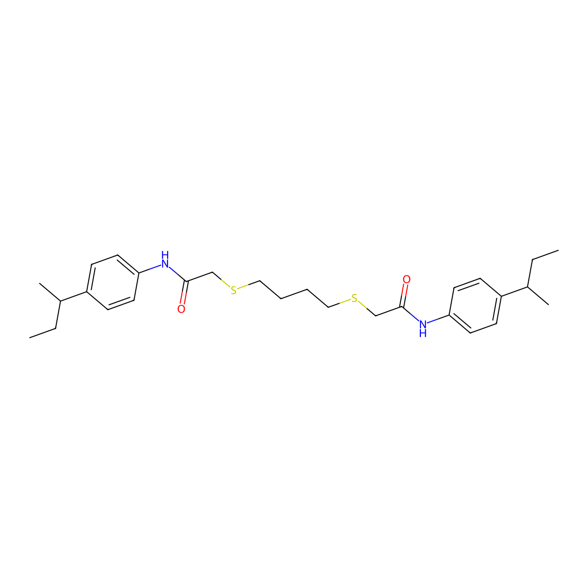 2-((4-((2-(4-(Sec-butyl)anilino)-2-oxoethyl)sulfanyl)butyl)sulfanyl)-N-(4-(sec-butyl)phenyl)acetamide molecular structure, CAS 301194-35-4