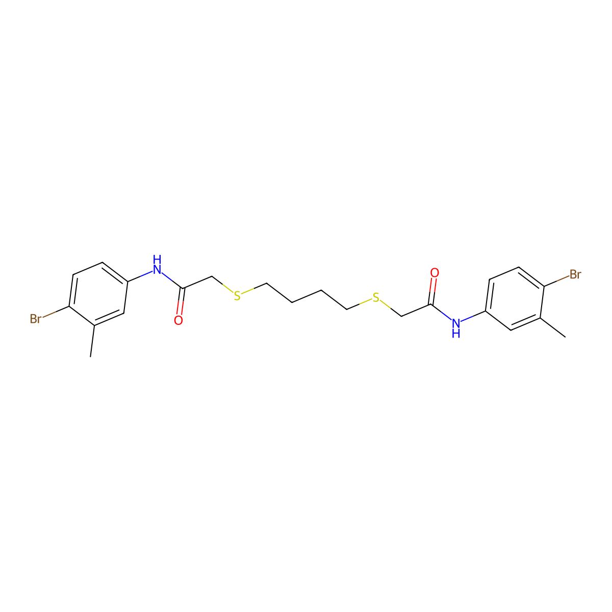 2-[4-[2-(4-bromo-3-methylanilino)-2-oxoethyl]sulfanylbutylsulfanyl]-N-(4-bromo-3-methylphenyl)acetamide molecular structure, CAS 301194-36-5