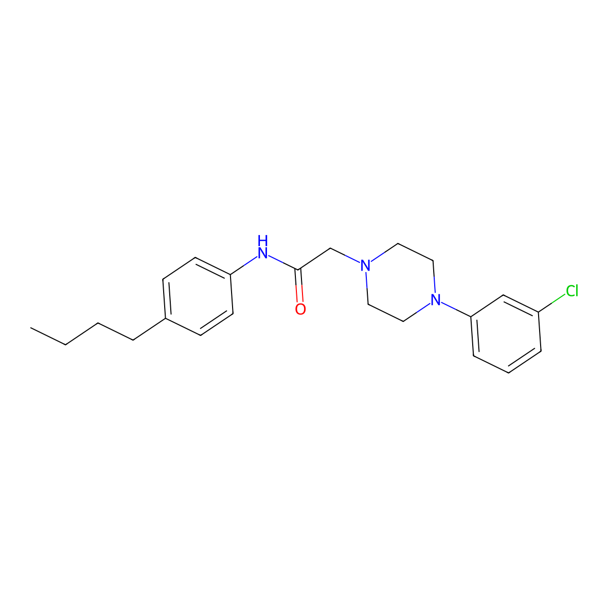 N-(4-butylphenyl)-2-[4-(3-chlorophenyl)piperazin-1-yl]acetamide molecular structure, CAS 301194-37-6