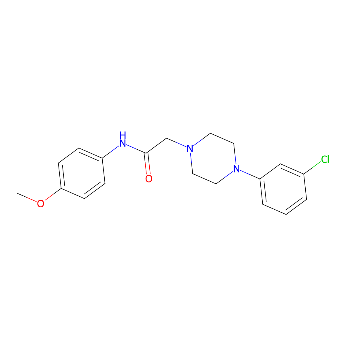 2-[4-(3-chlorophenyl)piperazin-1-yl]-N-(4-methoxyphenyl)acetamide molecular structure, CAS 301194-39-8