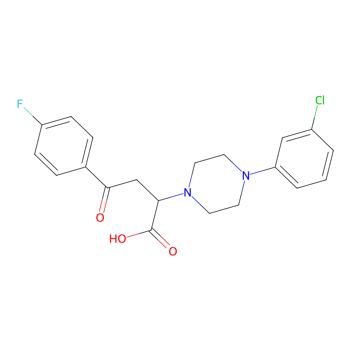 2-[4-(3-Chlorophenyl)piperazin-1-yl]-4-(4-fluorophenyl)-4-oxobutanoic acid molecular structure, CAS 301194-46-7