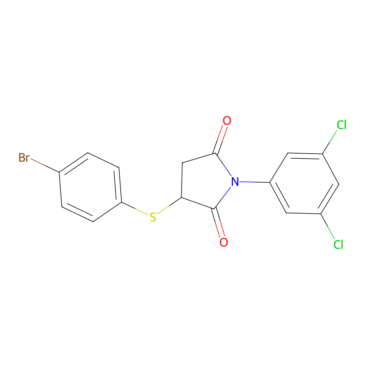 1-(3,5-Dichlorophenyl)-3-(4-bromophenylthio)azolidine-2,5-dione molecular structure, CAS 301194-49-0