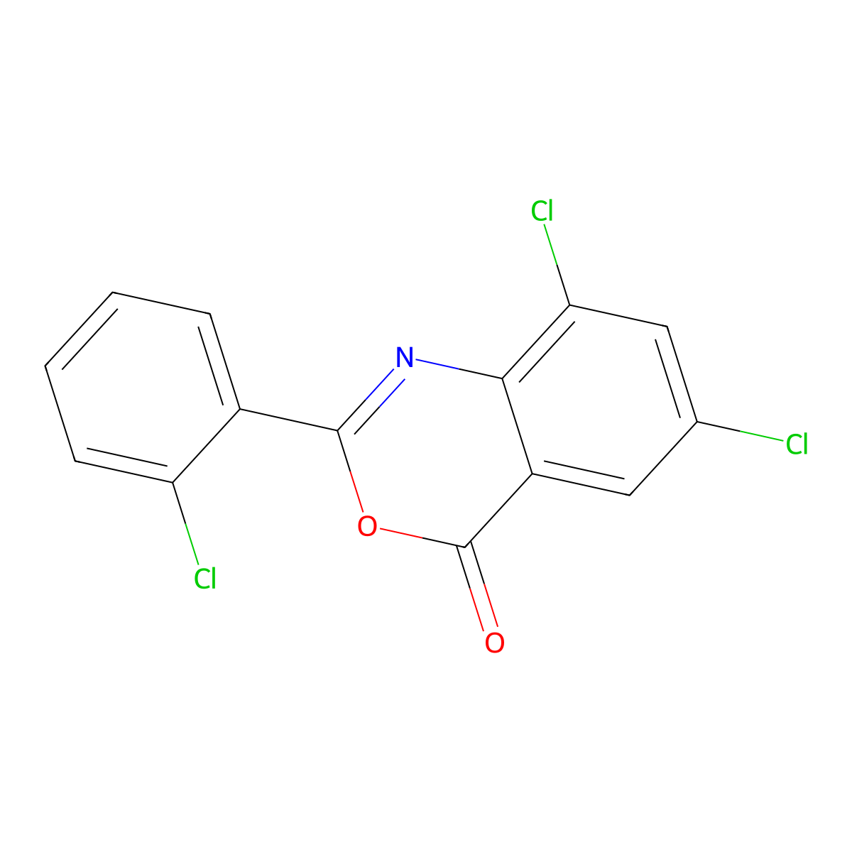 6,8-dichloro-2-(2-chlorophenyl)-4H-3,1-benzoxazin-4-one molecular structure, CAS 301194-54-7