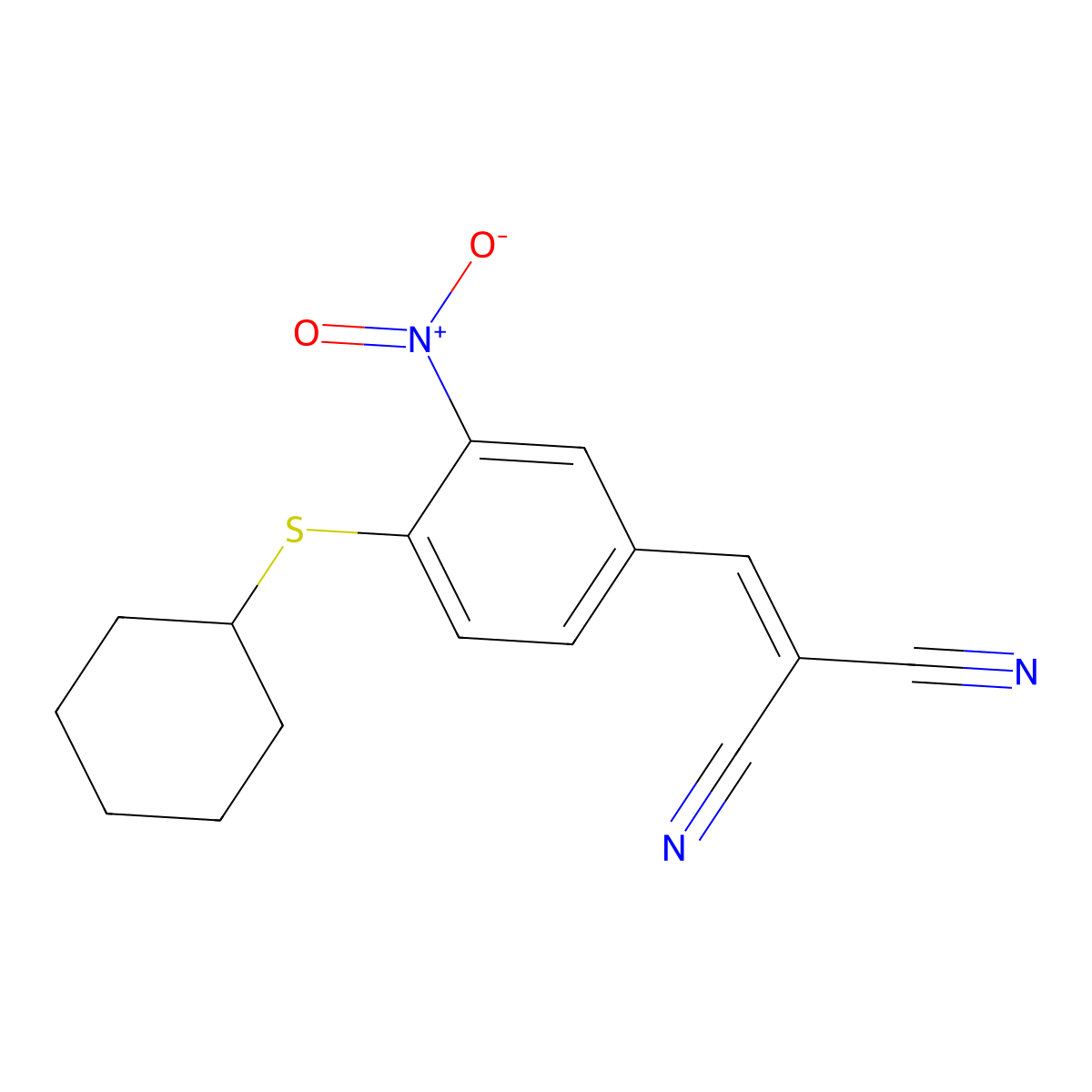 2-[(4-Cyclohexylsulfanyl-3-nitrophenyl)methylidene]propanedinitrile molecular structure, CAS 301194-64-9