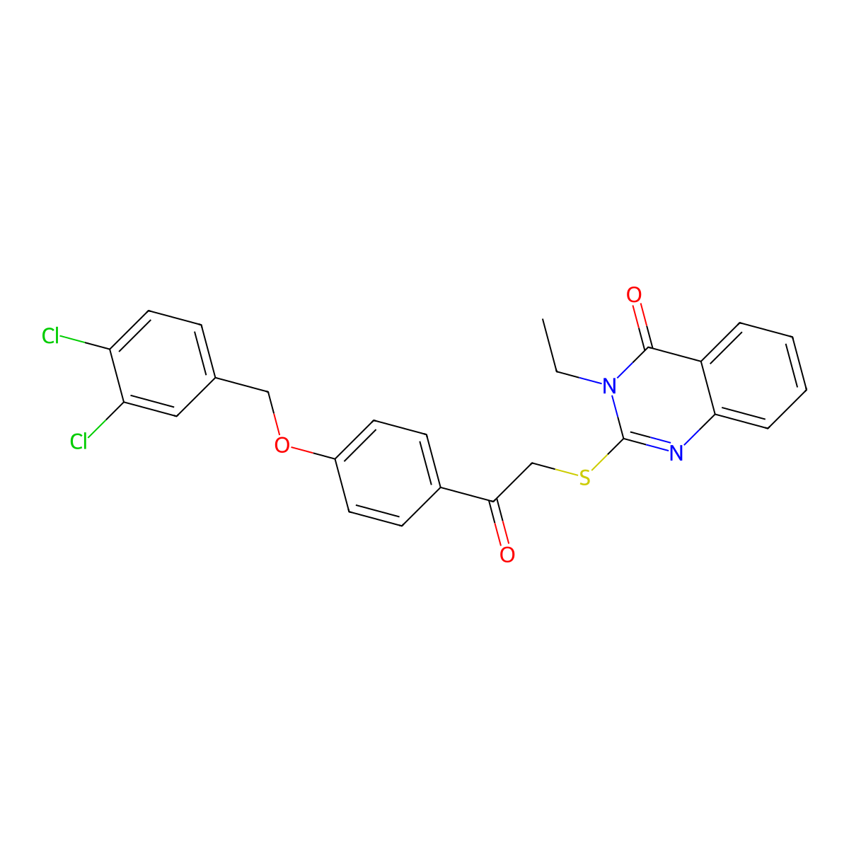 2-[(2-{4-[(3,4-dichlorobenzyl)oxy]phenyl}-2-oxoethyl)sulfanyl]-3-ethyl-4(3H)-quinazolinone molecular structure, CAS 301194-77-4