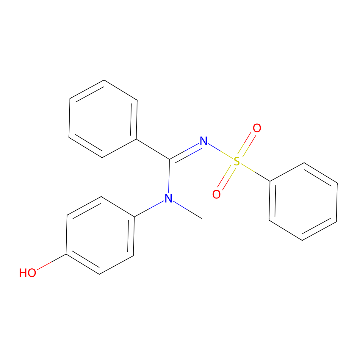 N-(4-hydroxyphenyl)-N-methyl-N'-(phenylsulfonyl)benzimidamide molecular structure, CAS 301194-87-6