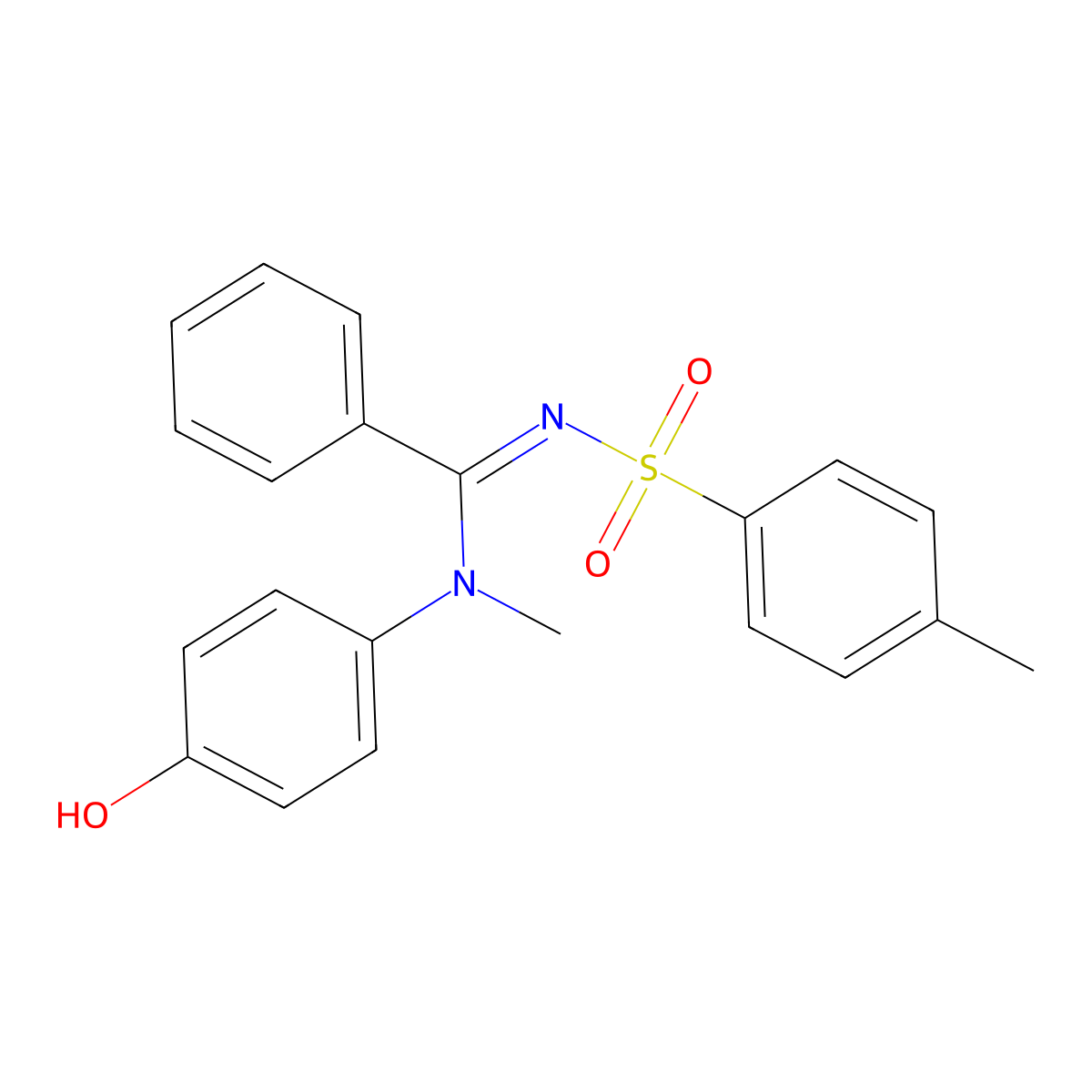 N-(4-hydroxyphenyl)-N-methyl-N'-tosylbenzimidamide molecular structure, CAS 301194-88-7