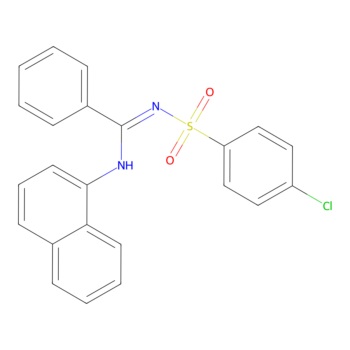 N'-(4-chlorophenyl)sulfonyl-N-naphthalen-1-ylbenzenecarboximidamide molecular structure, CAS 301194-93-4