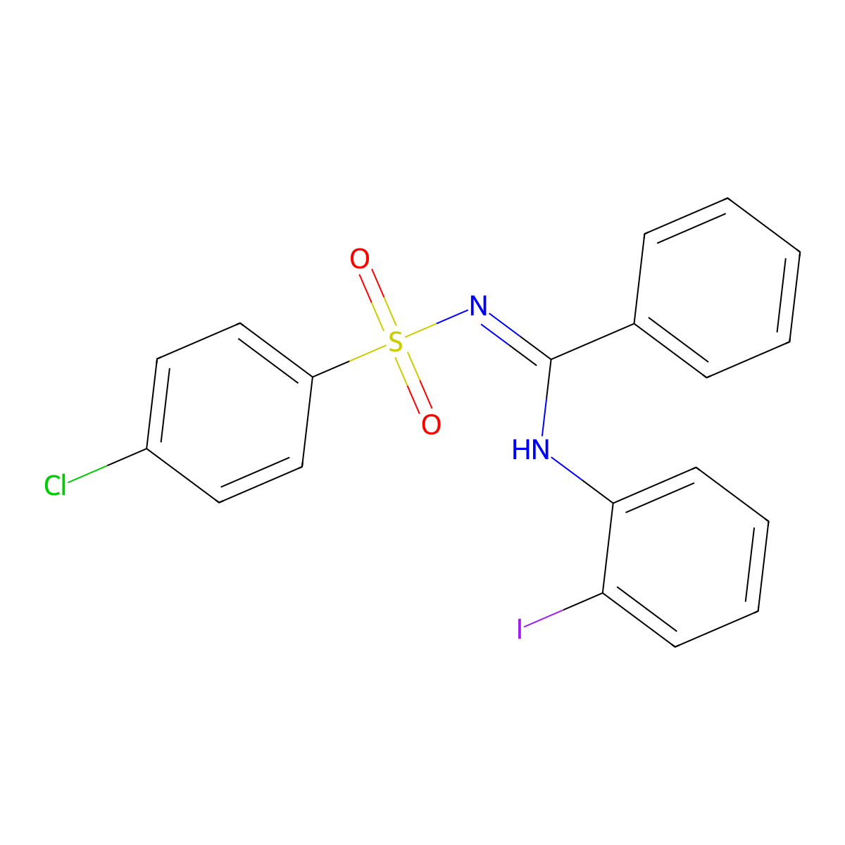 N'-(4-chlorophenyl)sulfonyl-N-(2-iodophenyl)benzenecarboximidamide molecular structure, CAS 301194-96-7