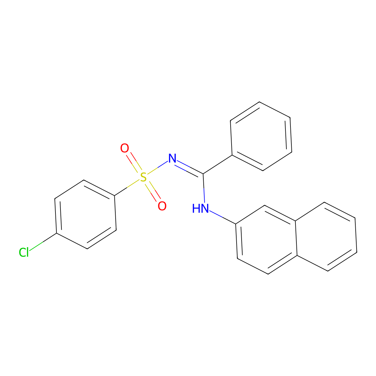 N'-(4-chlorophenyl)sulfonyl-N-naphthalen-2-ylbenzenecarboximidamide molecular structure, CAS 301195-02-8