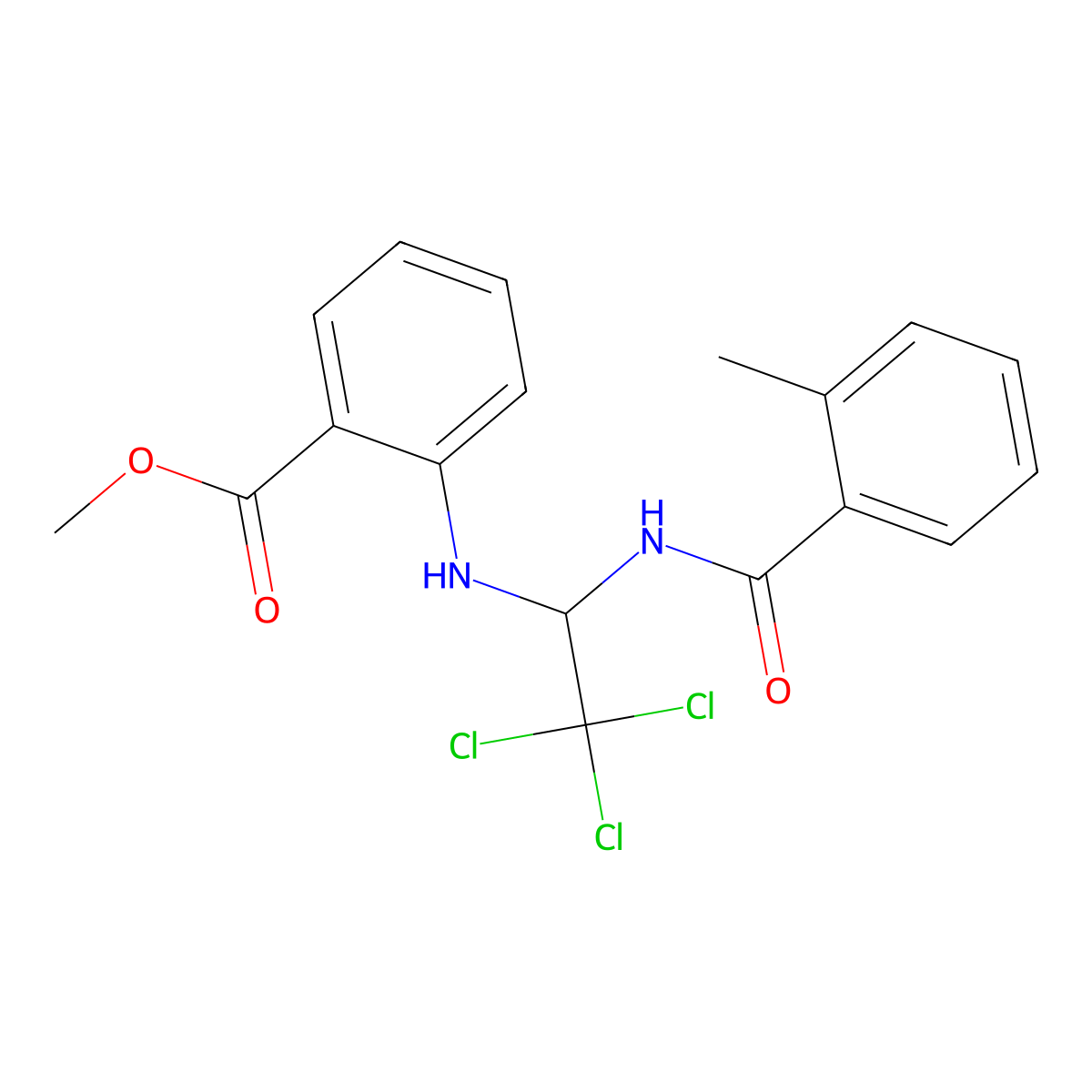 Methyl 2-({2,2,2-trichloro-1-[(2-methylbenzoyl)amino]ethyl}amino)benzoate molecular structure, CAS 301195-66-4
