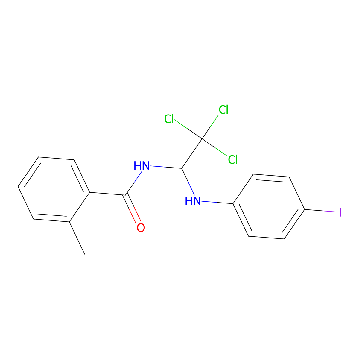2-methyl-N-[2,2,2-trichloro-1-(4-iodoanilino)ethyl]benzamide molecular structure, CAS 301195-67-5