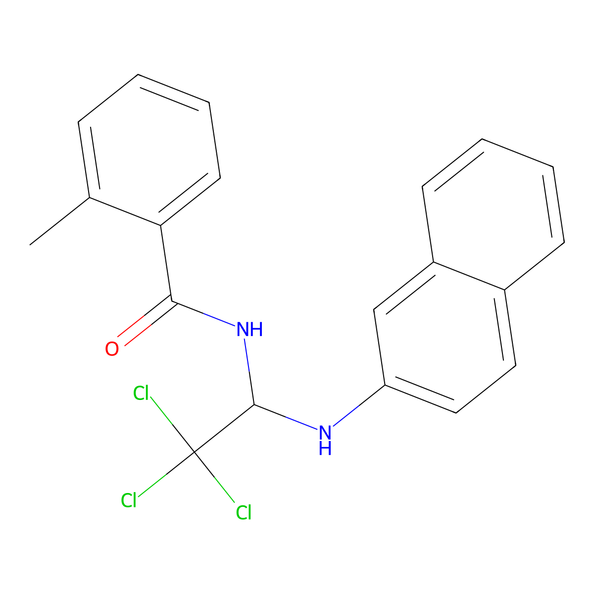 2-methyl-N-[2,2,2-trichloro-1-(naphthalen-2-ylamino)ethyl]benzamide molecular structure, CAS 301195-68-6