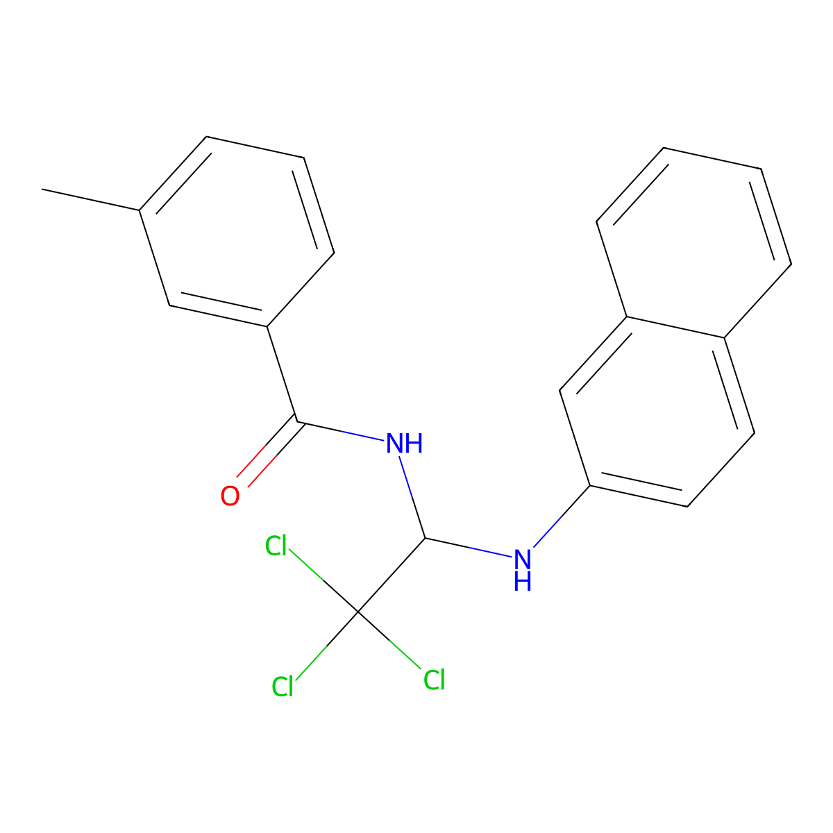 3-methyl-N-[2,2,2-trichloro-1-(naphthalen-2-ylamino)ethyl]benzamide molecular structure, CAS 301195-75-5